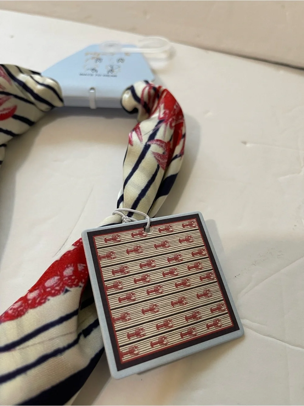 Piper K Red White Blue Striped Lobster Silk Scarf - NWT **